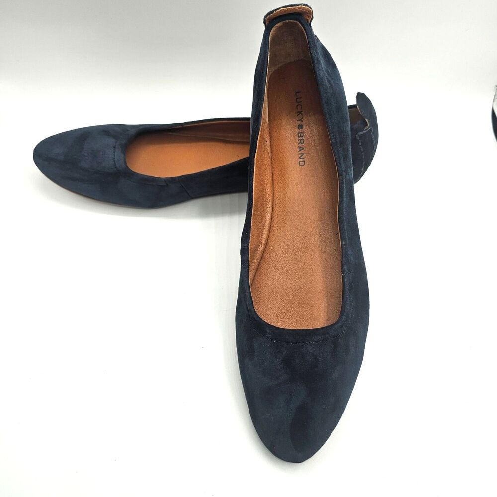 Lucky Brand Navy Suede Ballet Flats Women’s 8.5 Slip On Classic - Picture 2 of 9